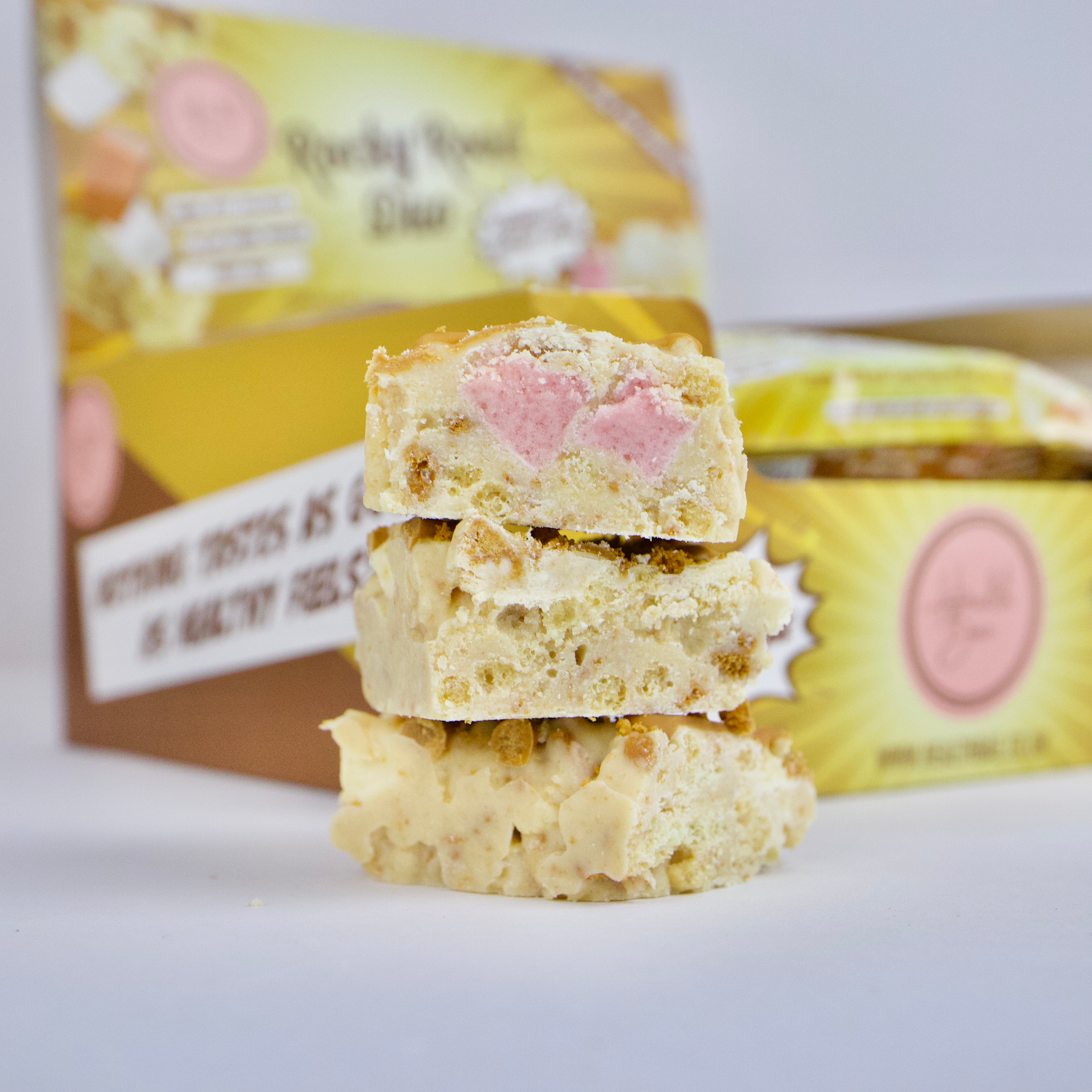 Caramelised Biscuit creme flavoured Rocky Road Duo Bars, made with collagen